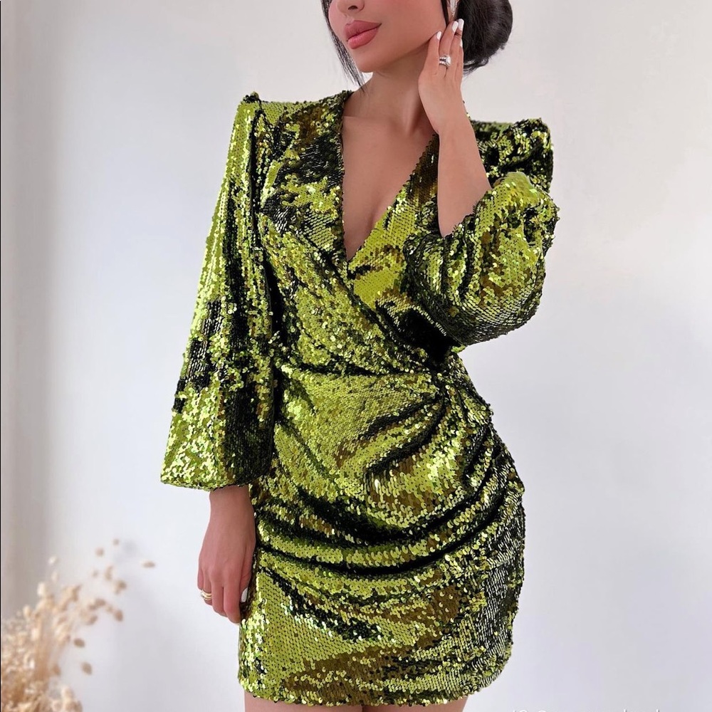 NWT Zara Sequin Wrap Dress Bloggers Fav